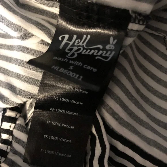 Small Stripe Hell Bunny Humbug Bow Blouse Retro Goth Tim Burton Hot Topic - Picture 7 of 8